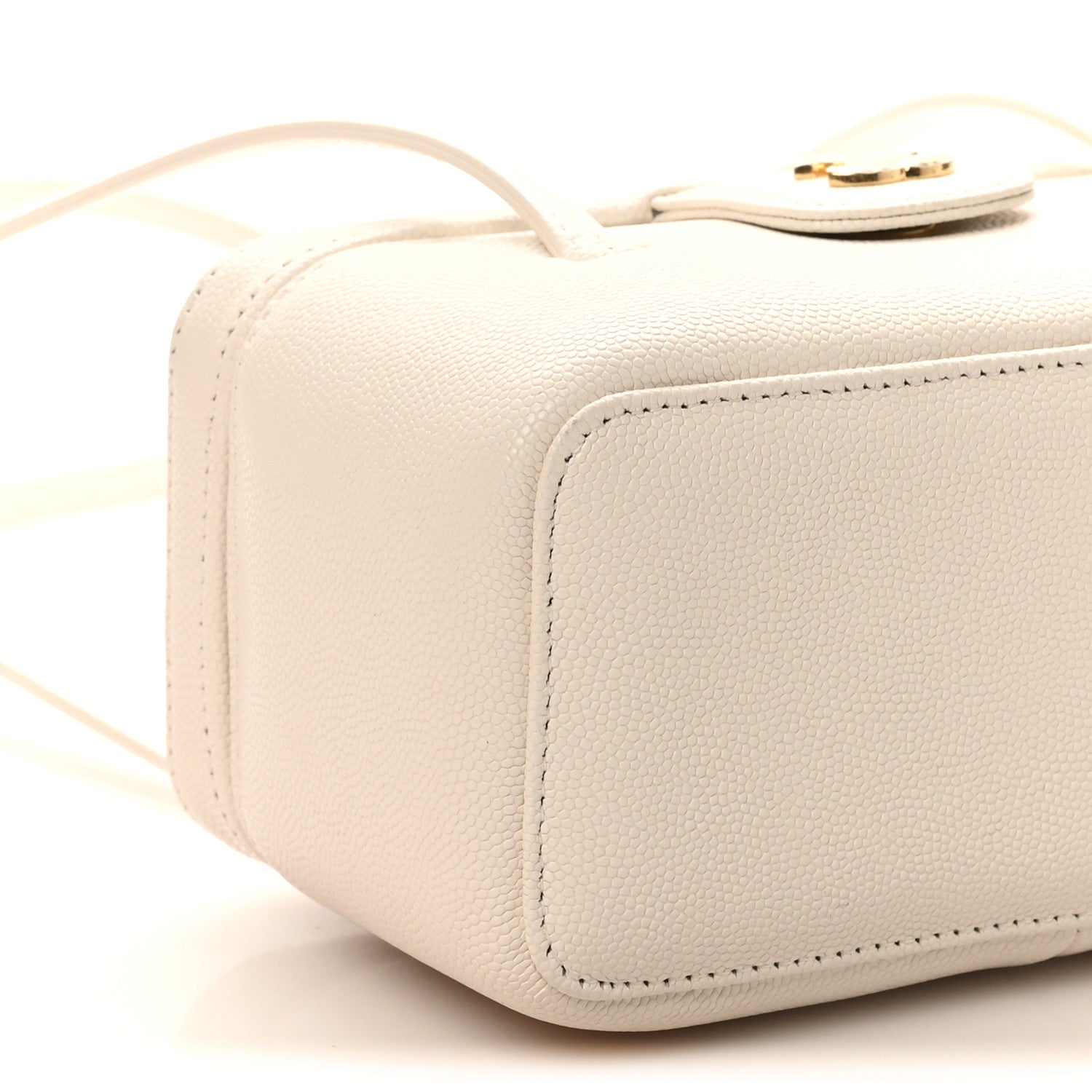 Chanel Shiny Caviar Preppy Coco Long Vanity With Strap White