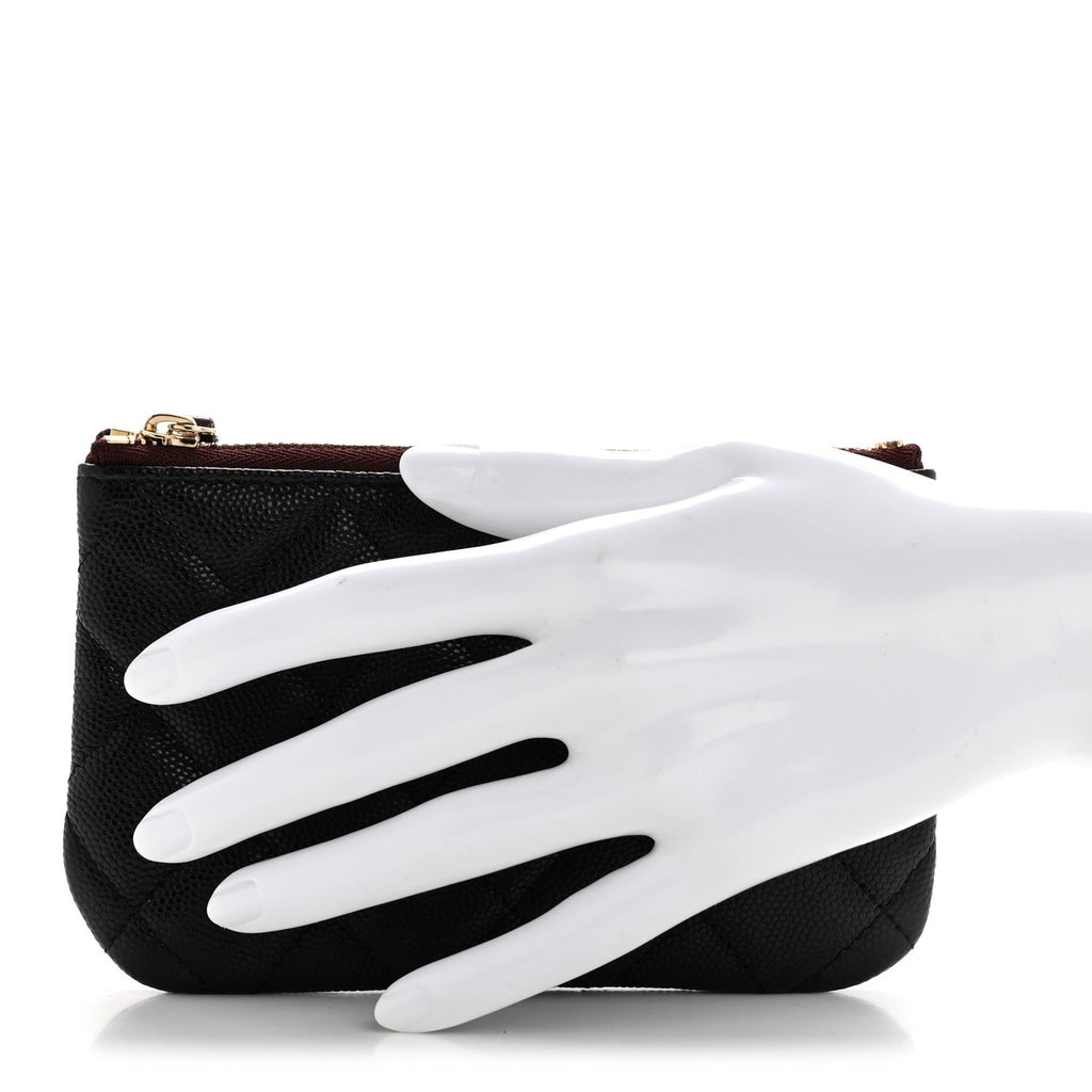 Caviar Quilted Small Cosmetic Case Black