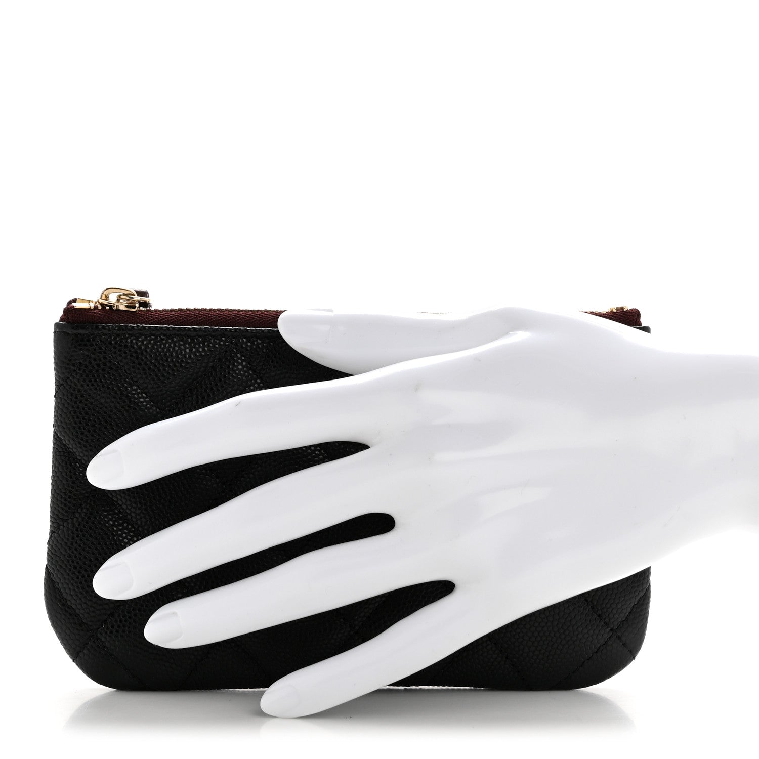 Caviar Quilted Small Cosmetic Case Black