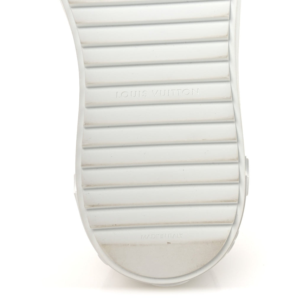 Louis Vuitton Lambskin Embossed Monogram Time Out Sneakers 39 White Brown