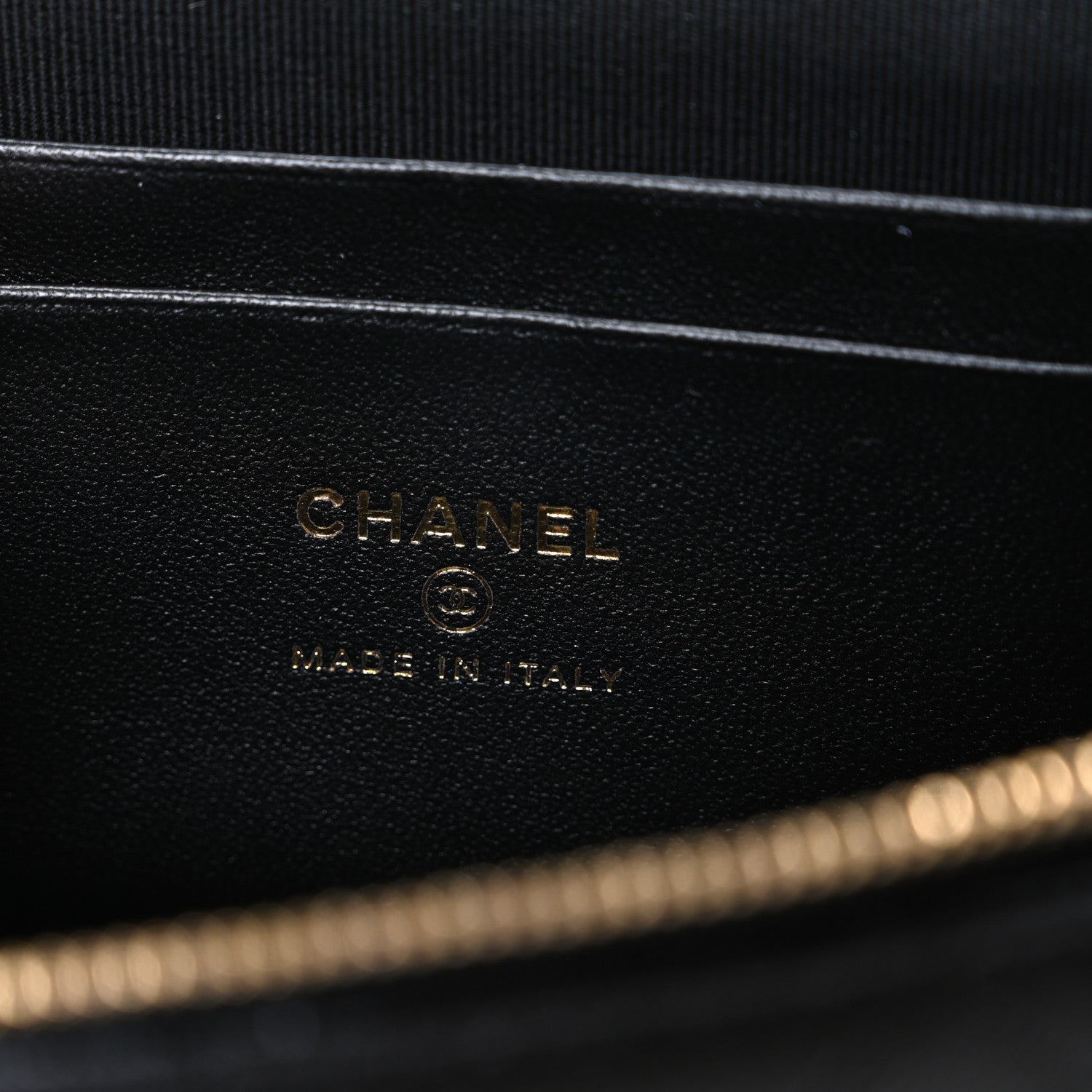 Chanel Goatskin Stitched Top Handle Slim Vanity With Chain Black
