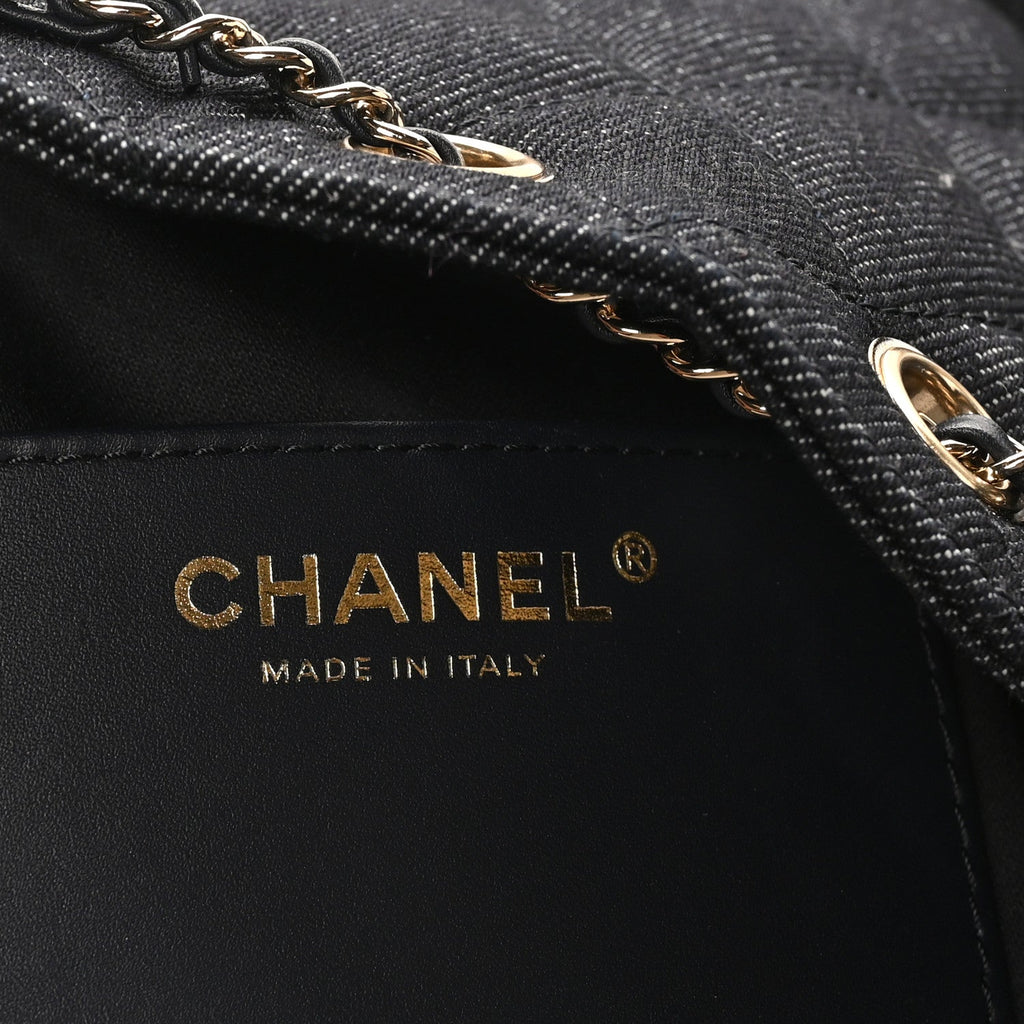 Chanel Denim Quilted Mini Chanel 25 Handbag Dark Blue