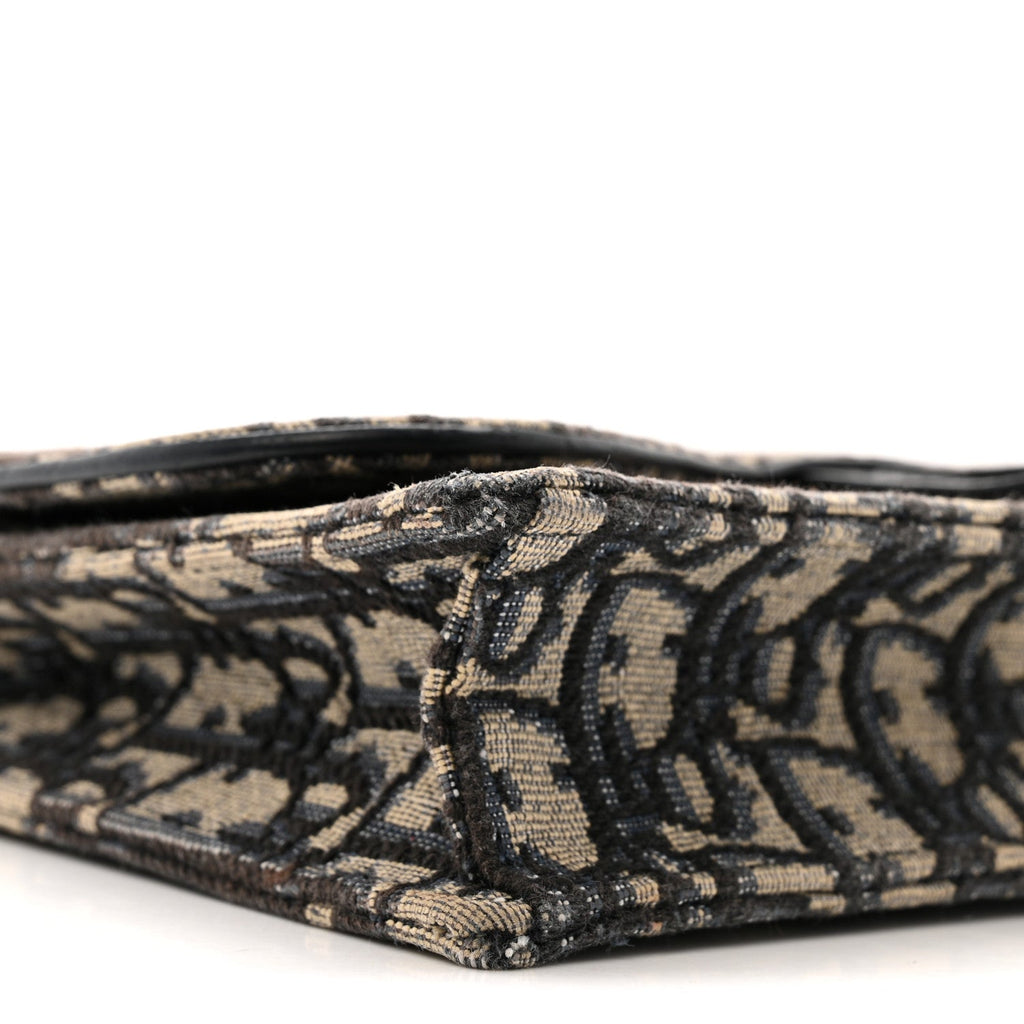 Christian Dior Oblique Saddle Chain Pouch Blue