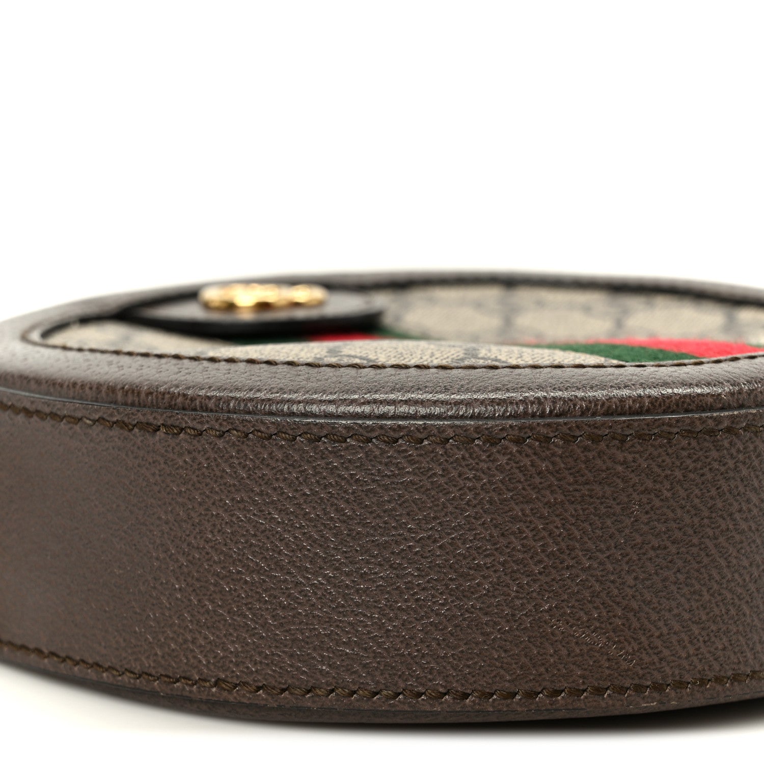 Gucci GG Supreme Monogram Web Mini Ophidia Round Shoulder Bag Brown