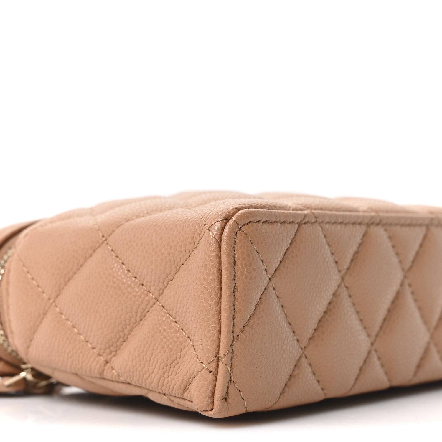 Chanel Caviar Quilted Top Handle Slim Vanity With Chain Brown