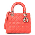 Christian Dior Lambskin Cannage Medium Lady Dior Coral