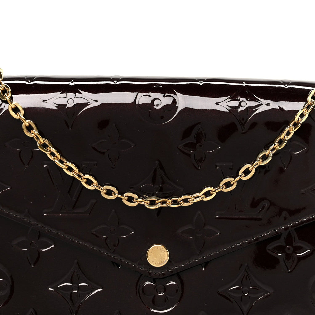 Louis Vuitton Vernis Pochette Felicie Chain Wallet Amarante