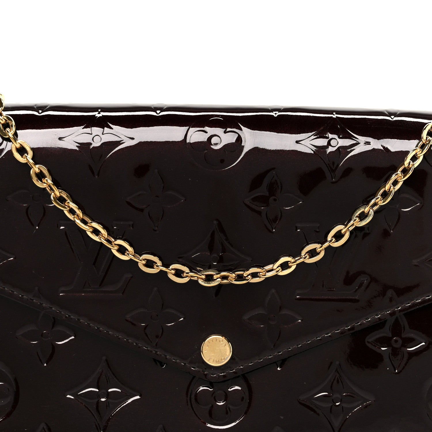 Louis Vuitton Vernis Pochette Felicie Chain Wallet Amarante