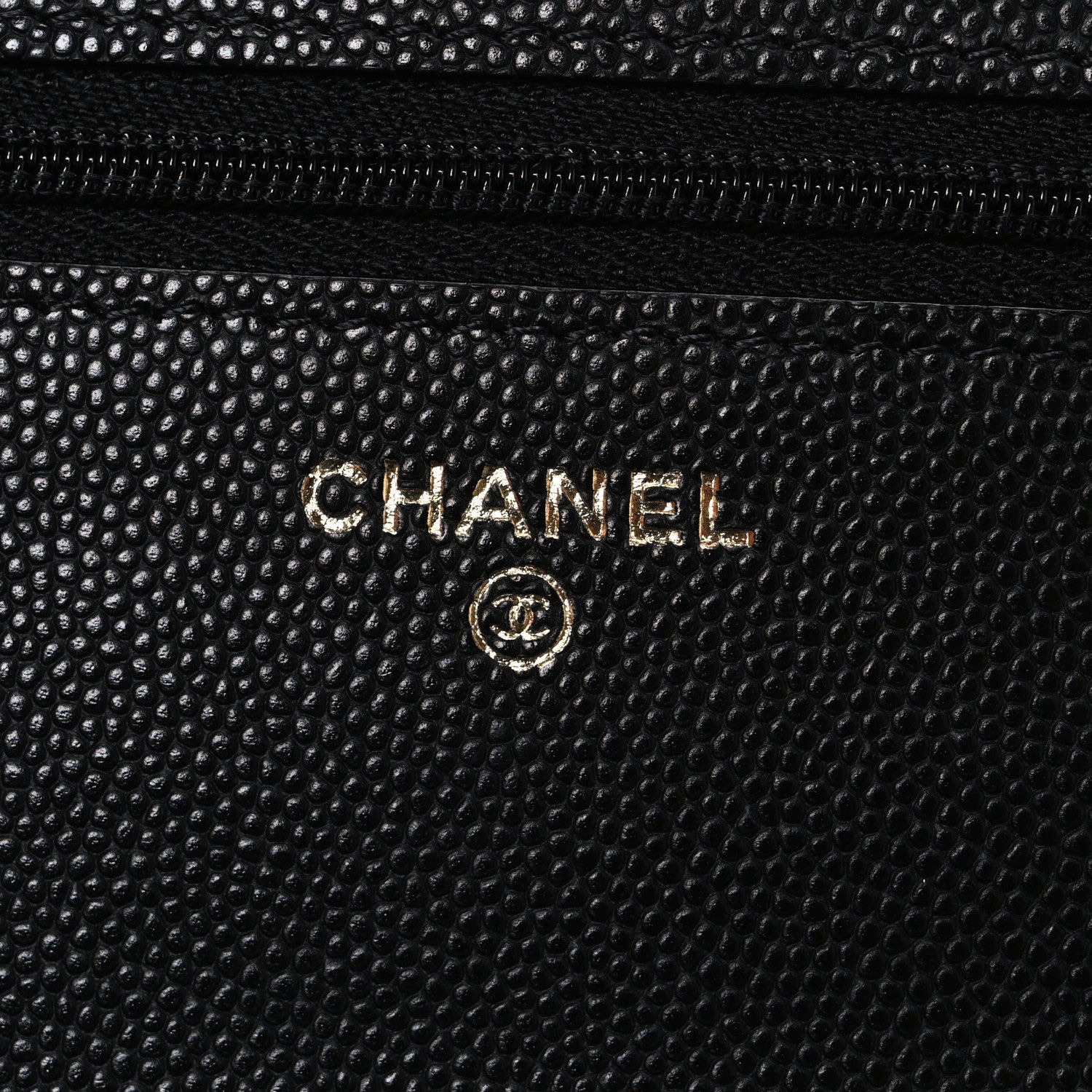 Chanel Caviar Quilted Striated CC Wallet On Chain WOC Black