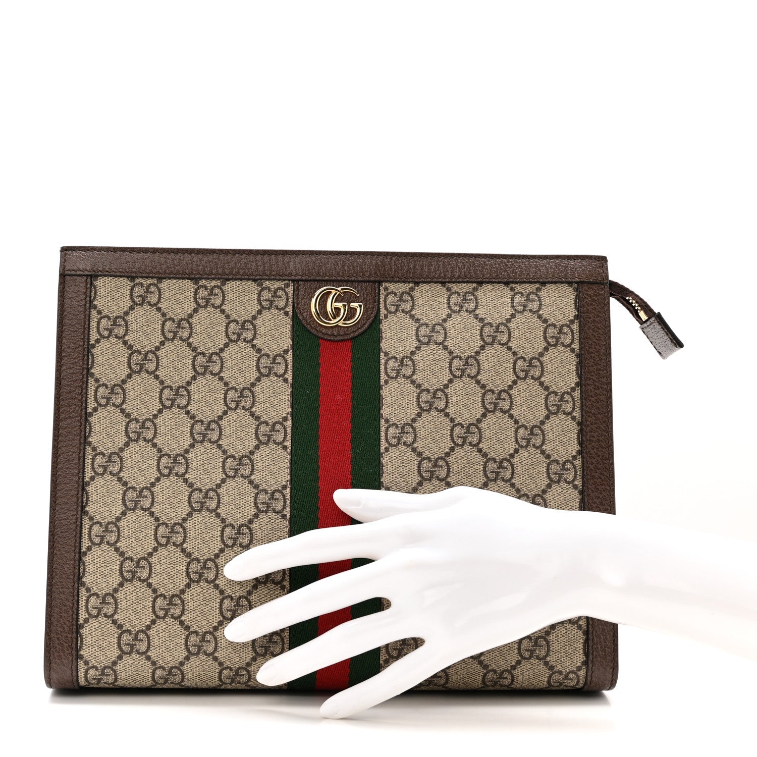 Gucci GG Supreme Monogram Web Ophidia Pouch Brown