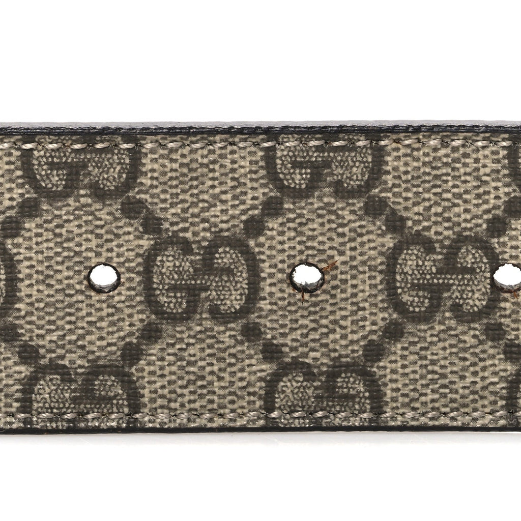 Gucci GG Supreme Monogram Calfskin Double G 80 32 Belt Beige Ebony New Acero