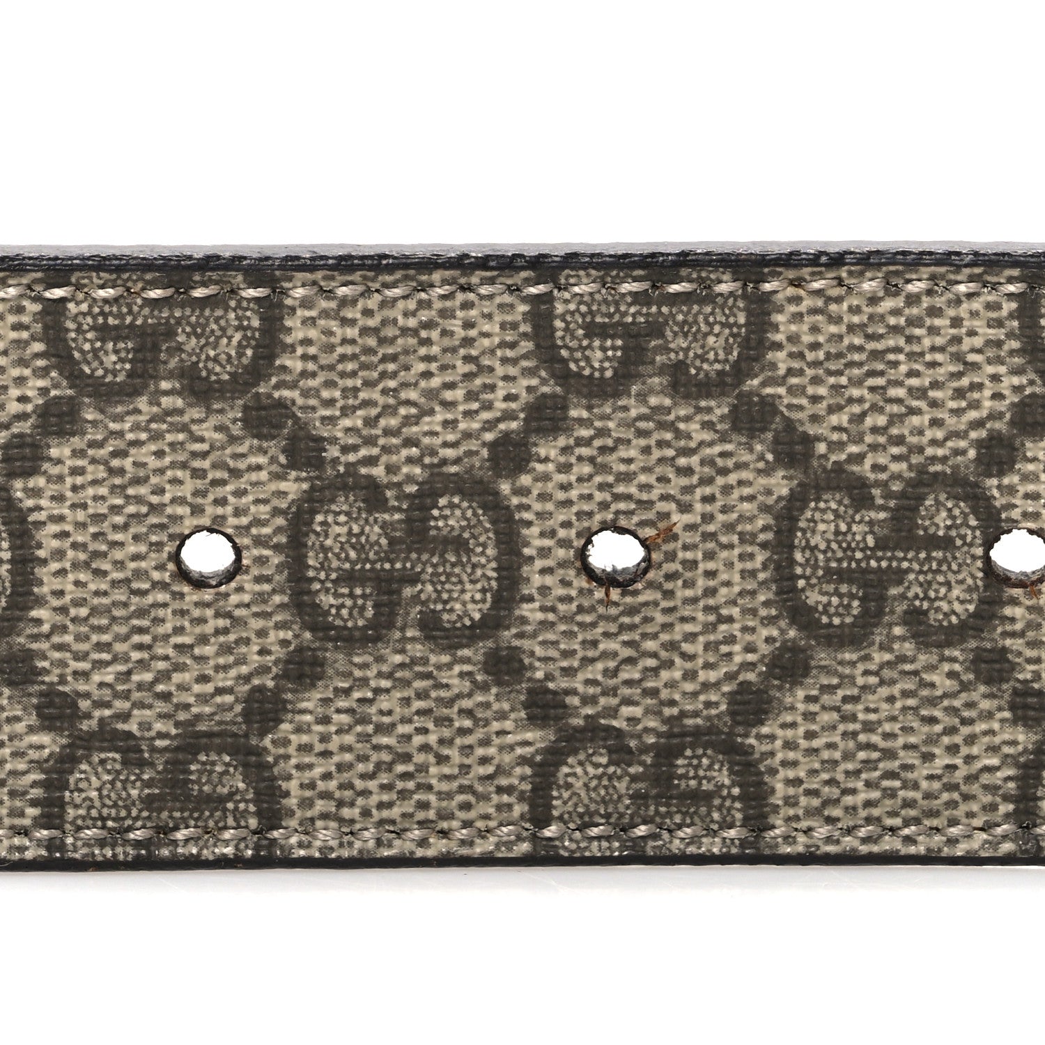 Gucci GG Supreme Monogram Calfskin Double G 80 32 Belt Beige Ebony New Acero