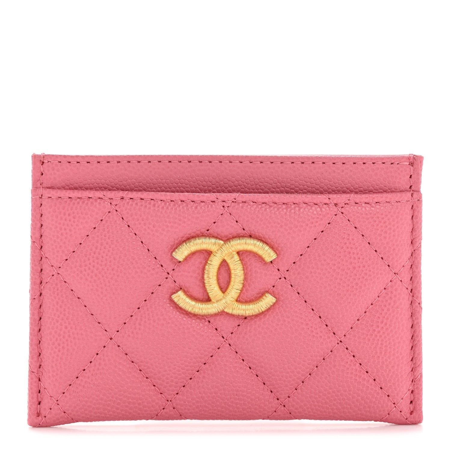 Caviar Quilted Textured CC Card Holder Pink