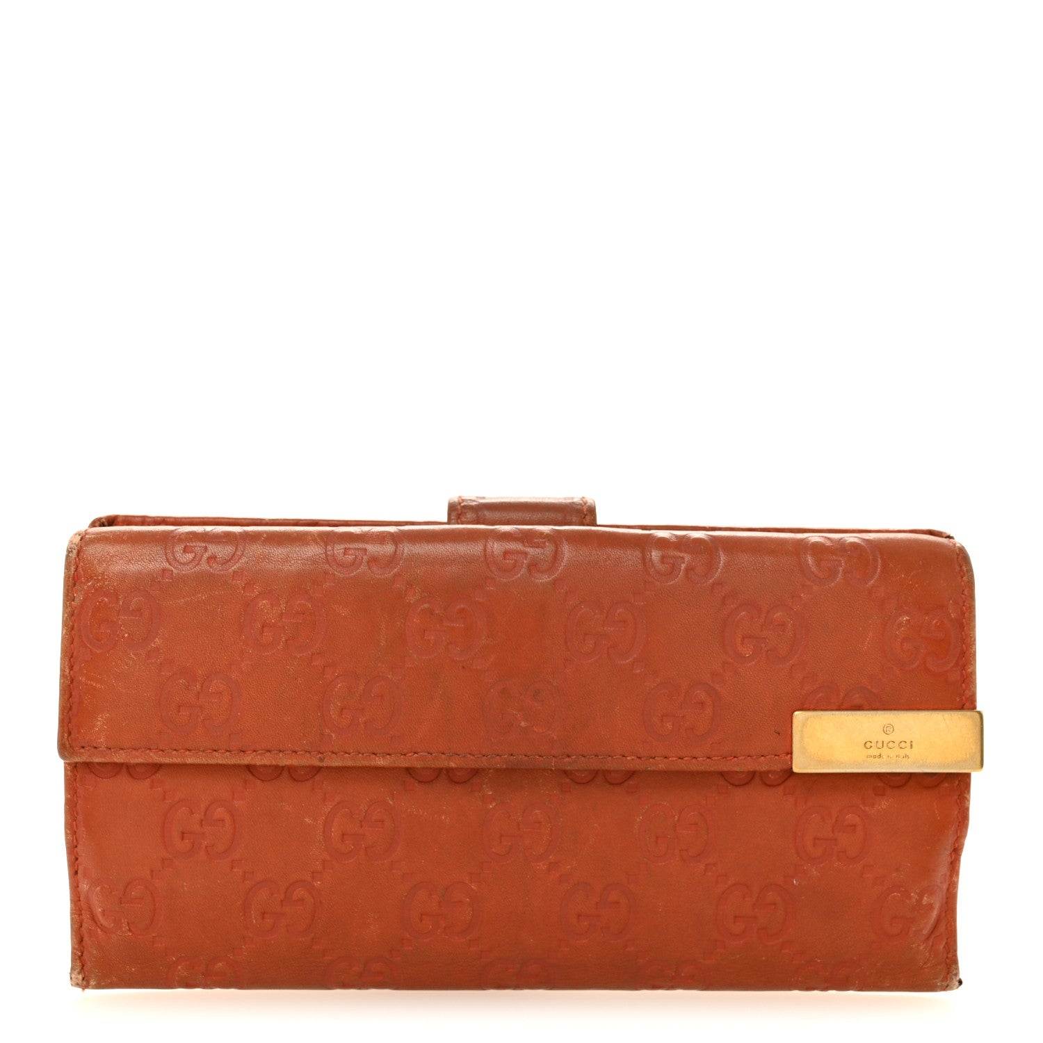 Gucci Guccissima Signature Dice Continental Wallet Orange