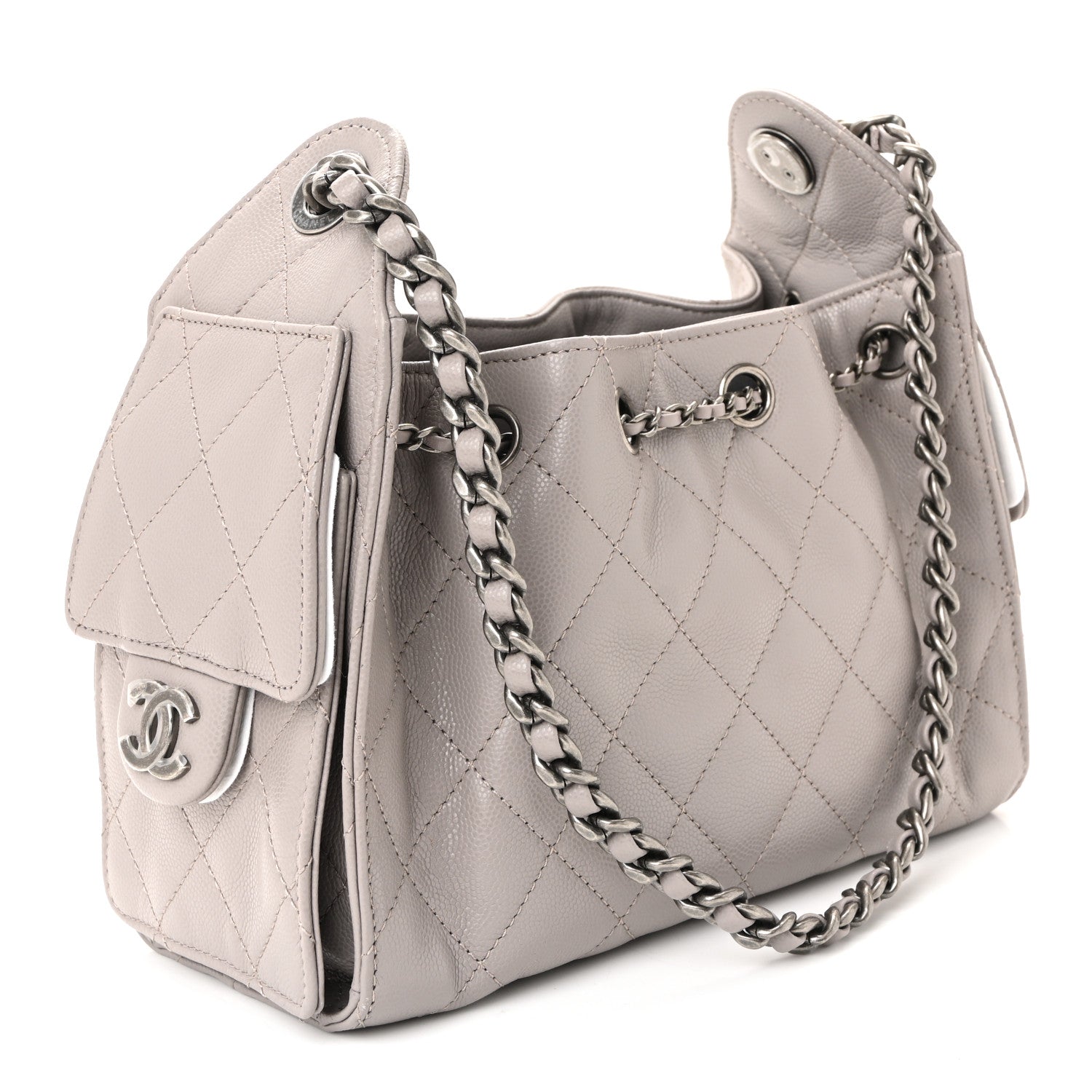Chanel Caviar Quilted Mini Chanel 25 Handbag Dark Grey