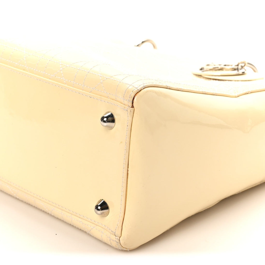 Christian Dior Patent Cannage Large Lady Dior White