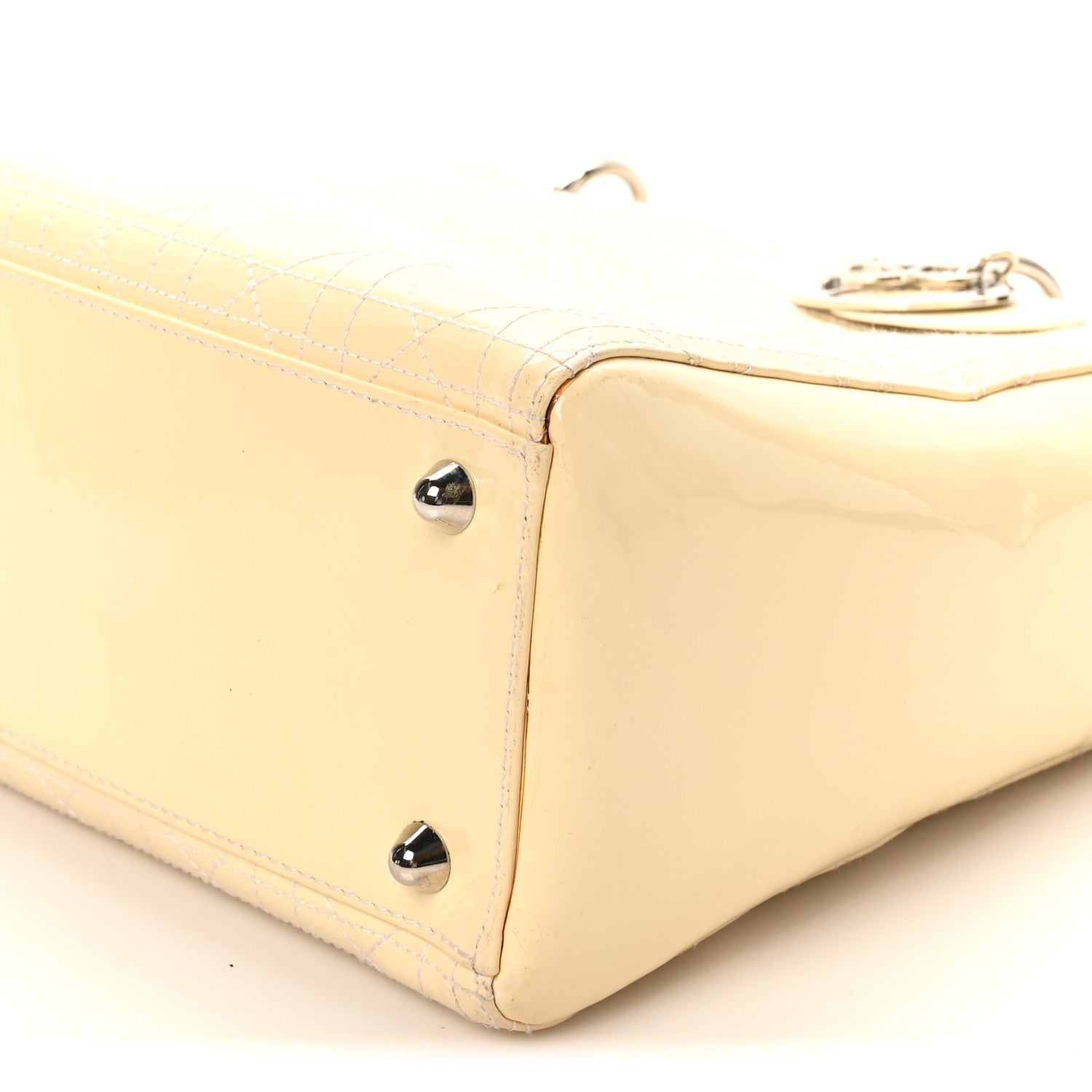 Christian Dior Patent Cannage Large Lady Dior White