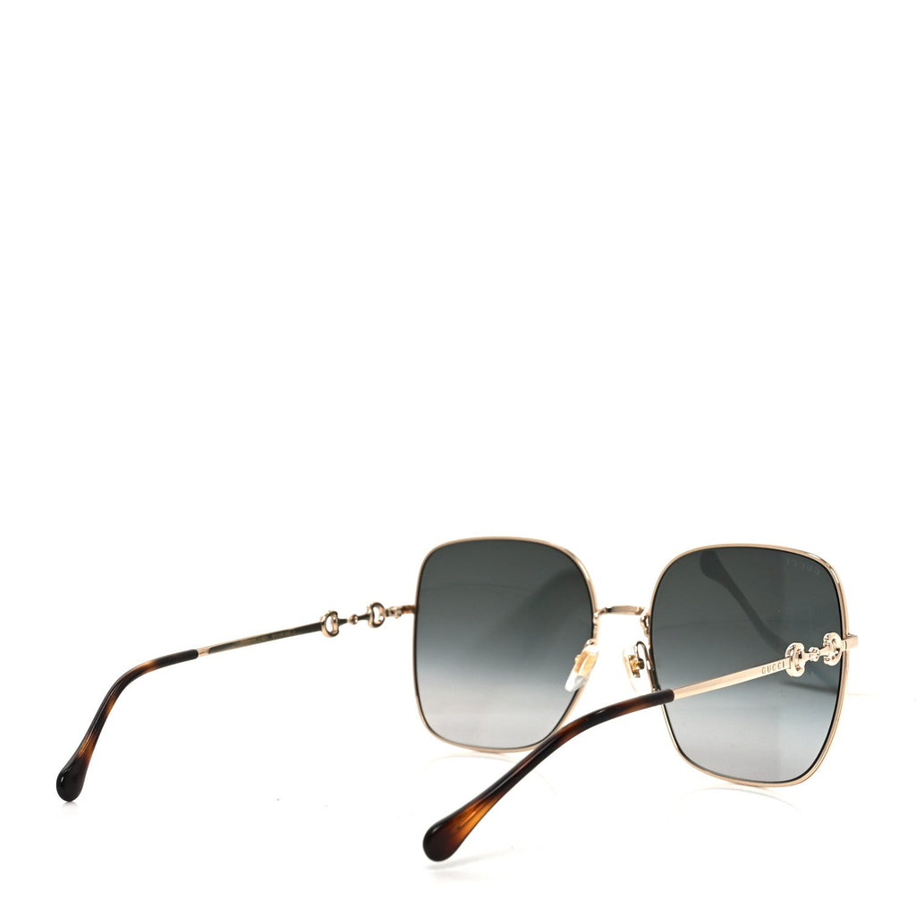 Gucci Metal Horsebit Square Sunglasses GG0879S Gold