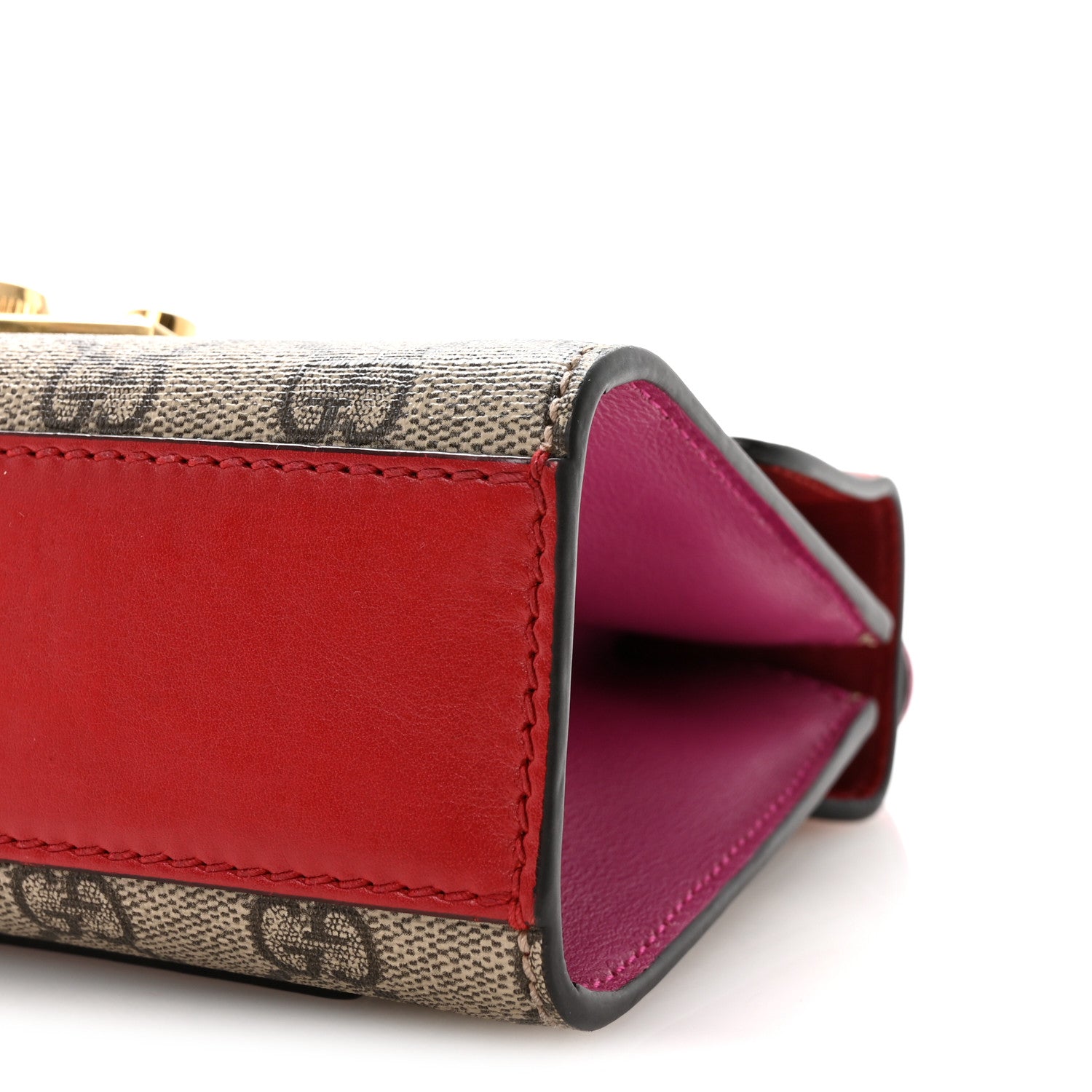 Gucci GG Supreme Monogram Calfskin Small Padlock Shoulder Bag Beige Hibiscus Red New Rosette