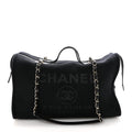 Chanel Mixed Fibers Large Deauville Bowling Bag  Black