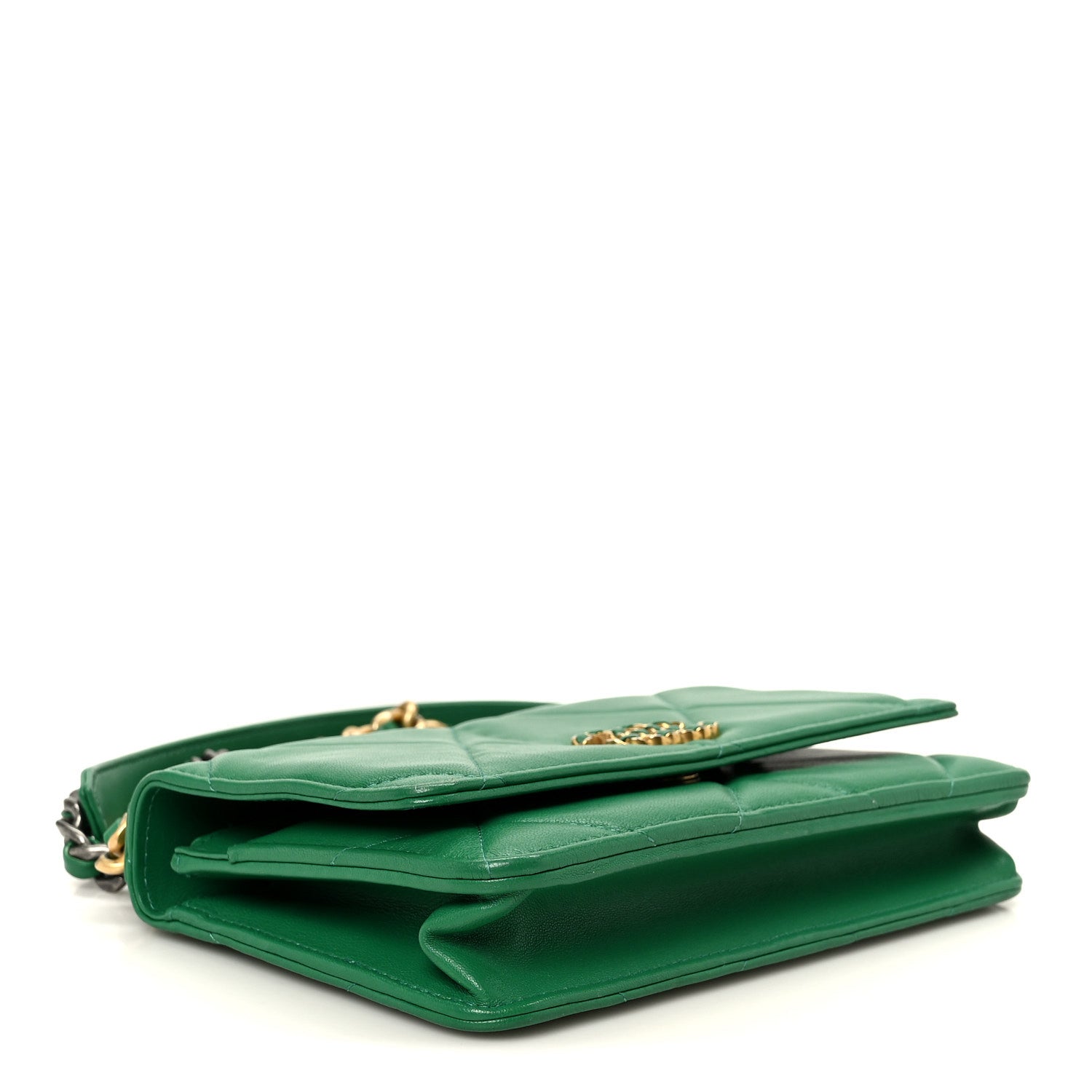 Chanel Lambskin Quilted Chanel 19 Wallet On Chain WOC Green