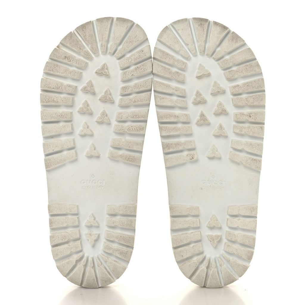 Gucci Rubber Web Mens Lug Sole Slide Sandals Great 5 White Green Red