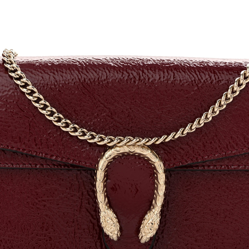 Gucci Crinkled Patent Mini Dionysus Shoulder Bag Rosso Ancora Red