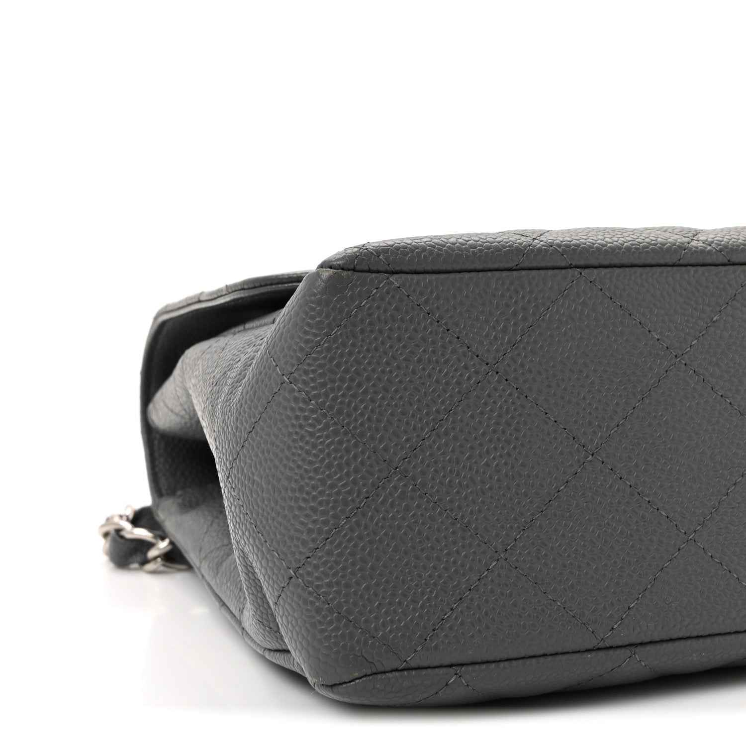 Chanel Caviar Quilted Jumbo Single Flap Grey