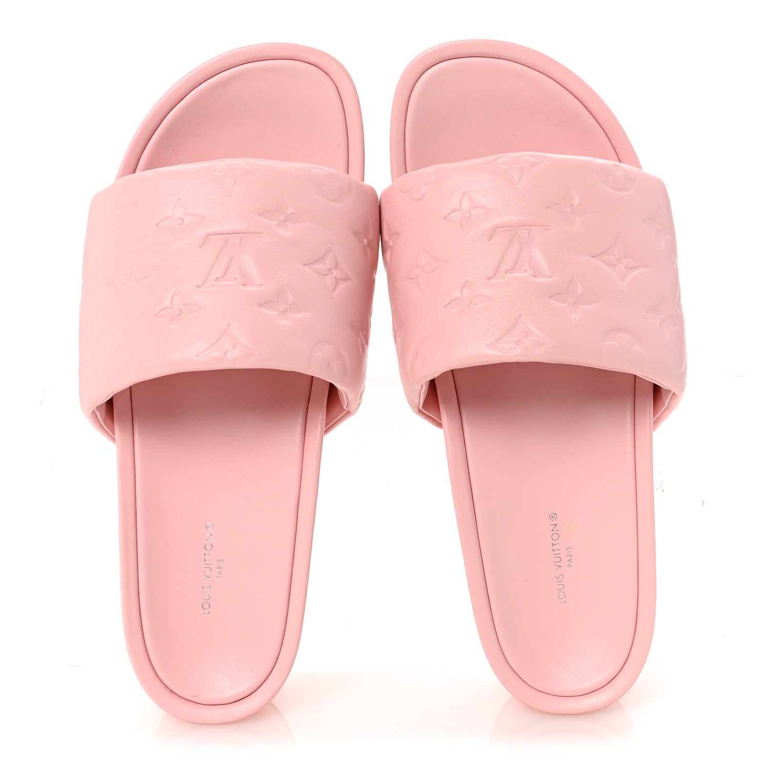 Louis Vuitton Lambskin Embossed Monogram Jumbo Flatform Mule Sandals 41 Rose Clair