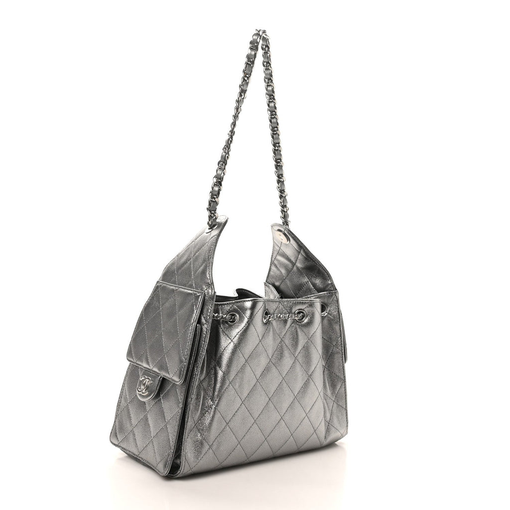 Chanel Metallic Caviar Quilted Small Chanel 25 Handbag Anthracite