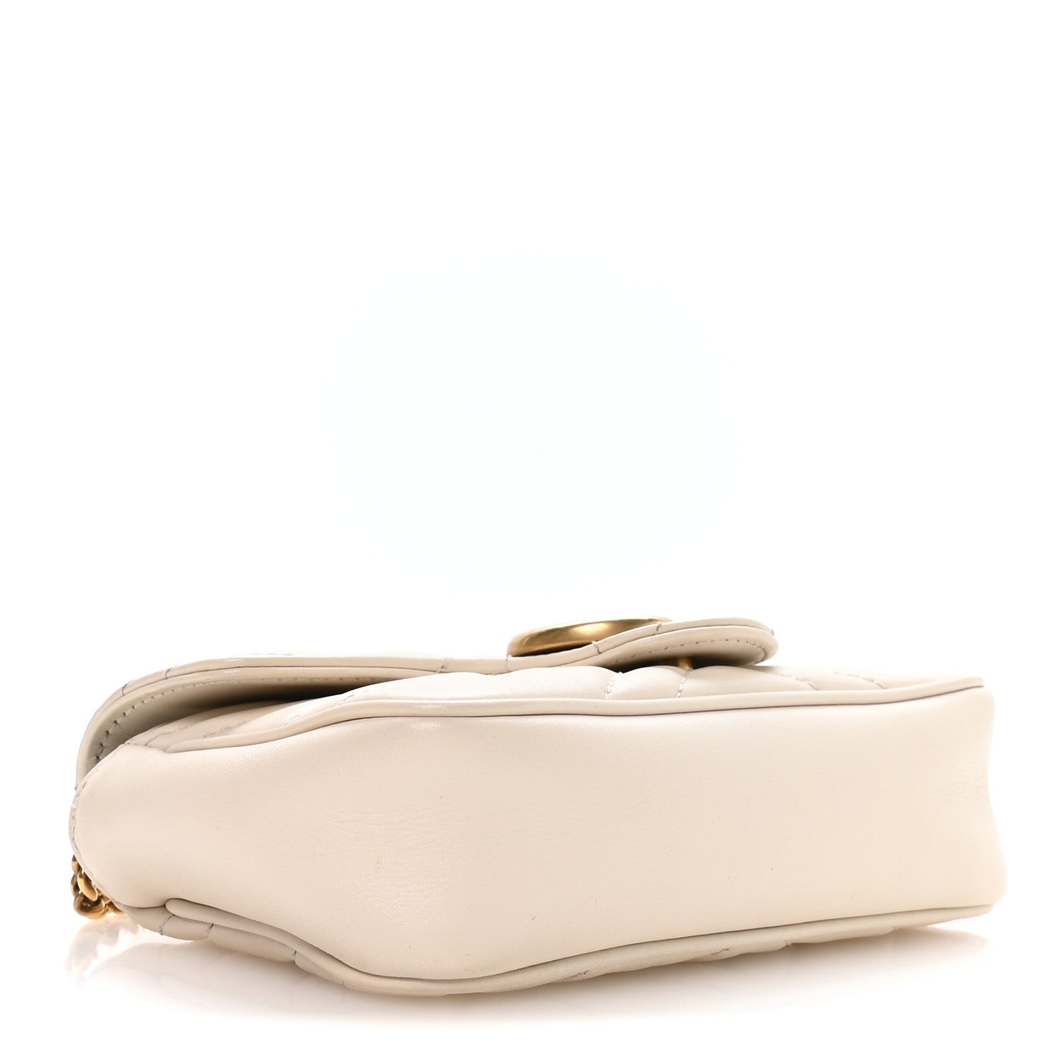 Gucci Calfskin Matelasse Super Mini GG Marmont Shoulder Bag White