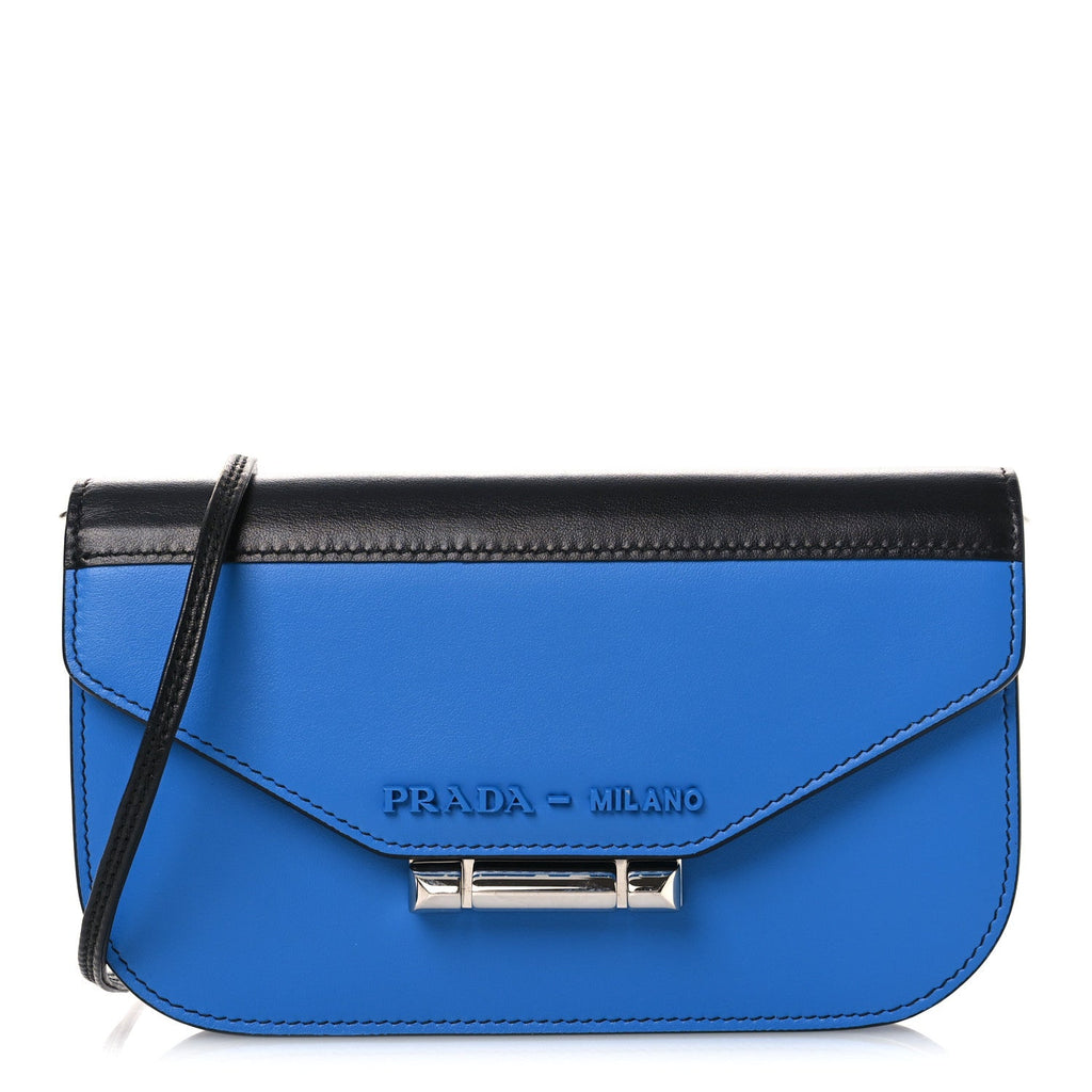 Prada City Calf Bi-Color Sybille Mini Crossbody Bag Marea Black
