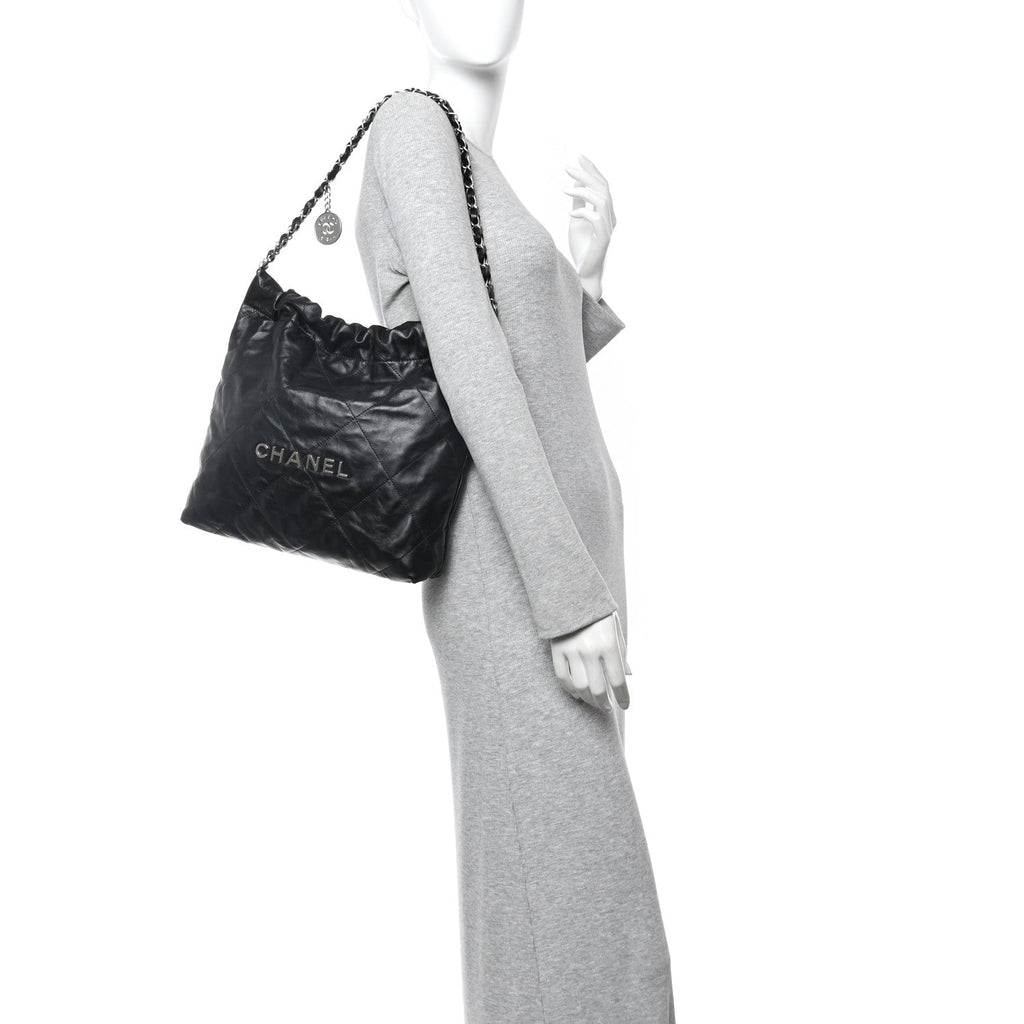 Chanel Shiny Calfskin Quilted Small Chanel 22 Black