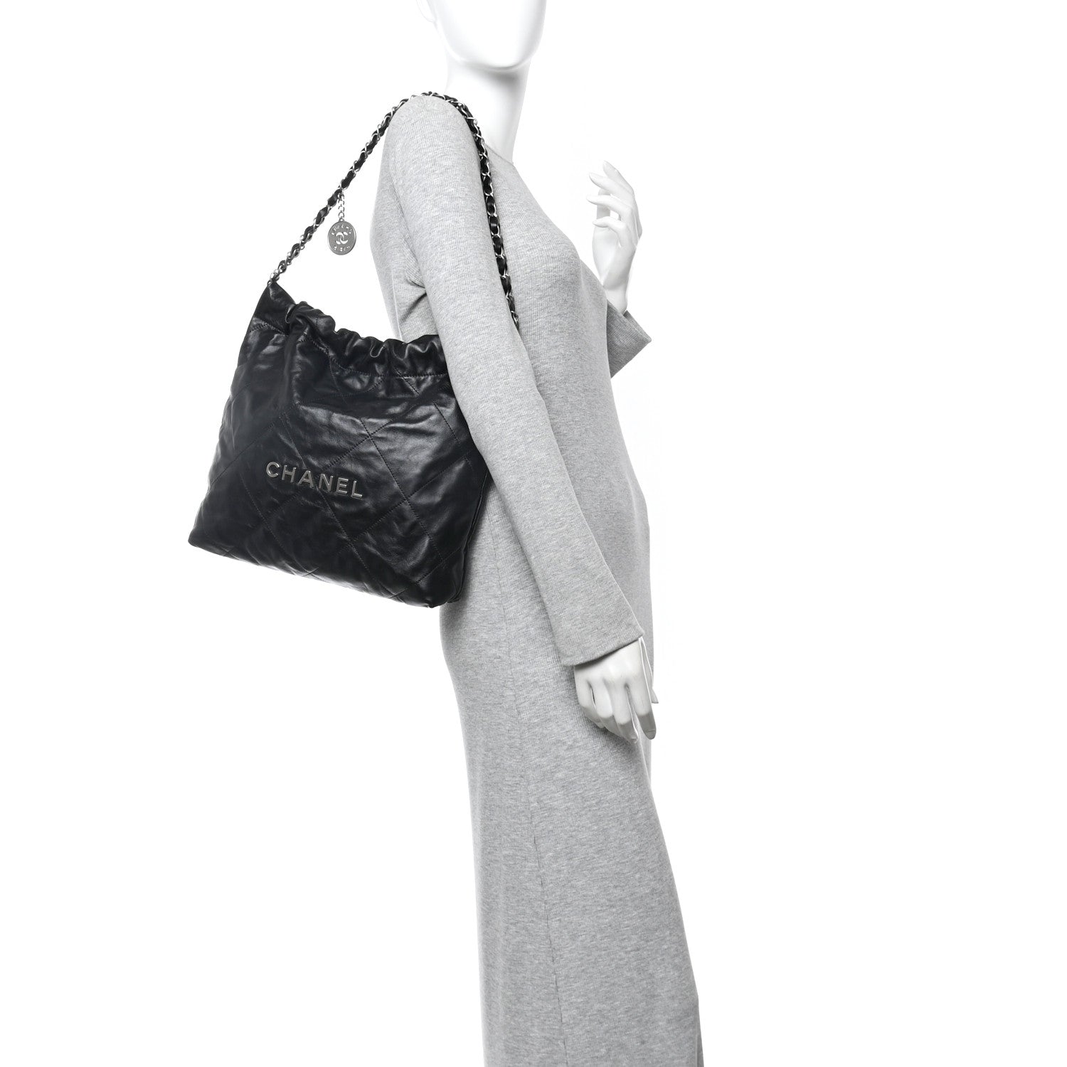 Chanel Shiny Calfskin Quilted Small Chanel 22 Black