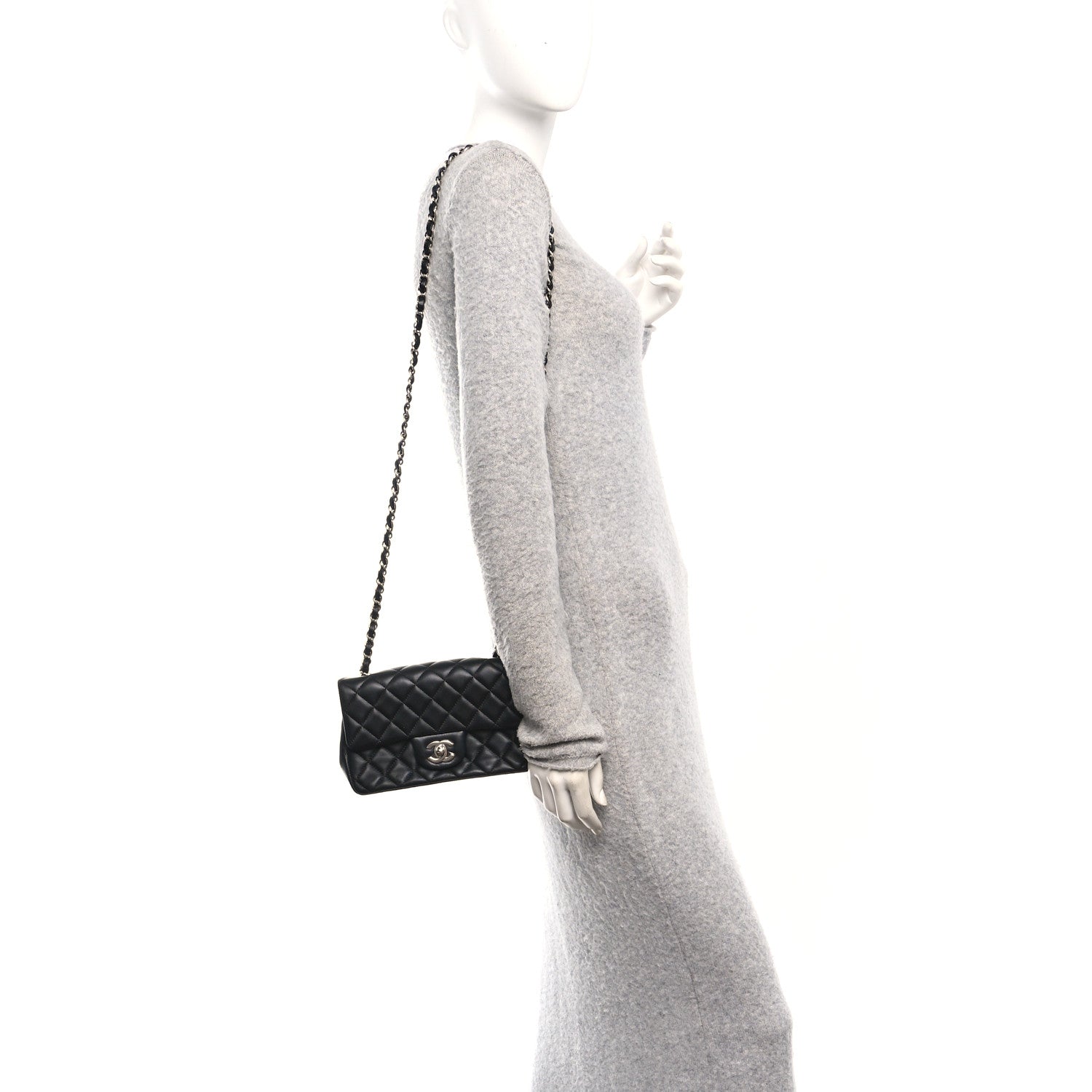 Chanel Lambskin Quilted Mini Rectangular Flap Black