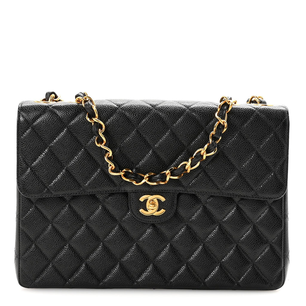 Chanel Caviar Jumbo Single Flap Black