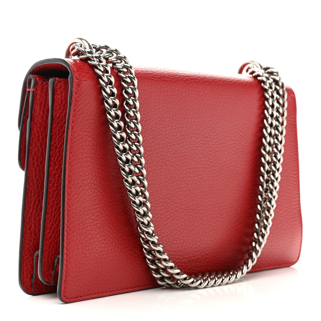 Gucci Dollar Calfskin Swarovski Crystal Small Dionysus Shoulder Bag Hibiscus Red