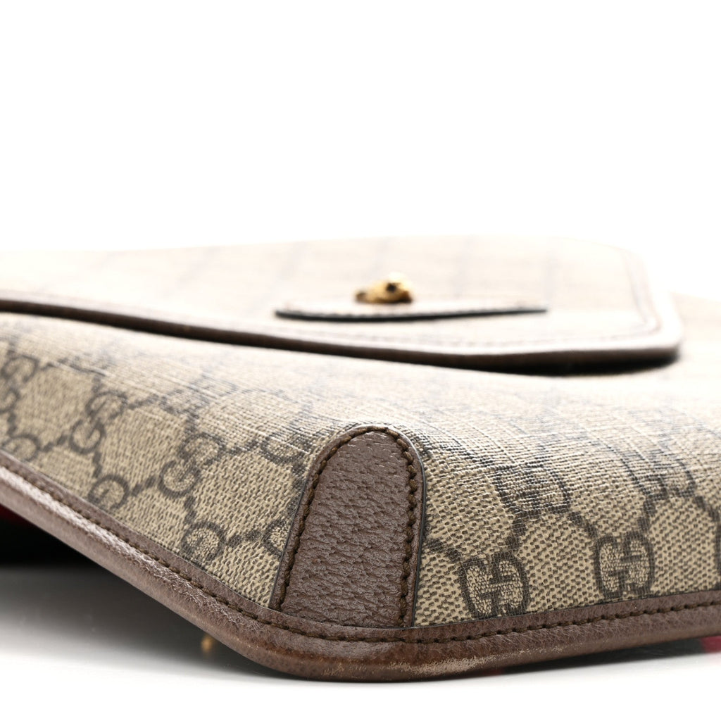 Gucci GG Supreme Monogram Web Medium Neo Vintage Flap Messenger Bag Beige New Acero