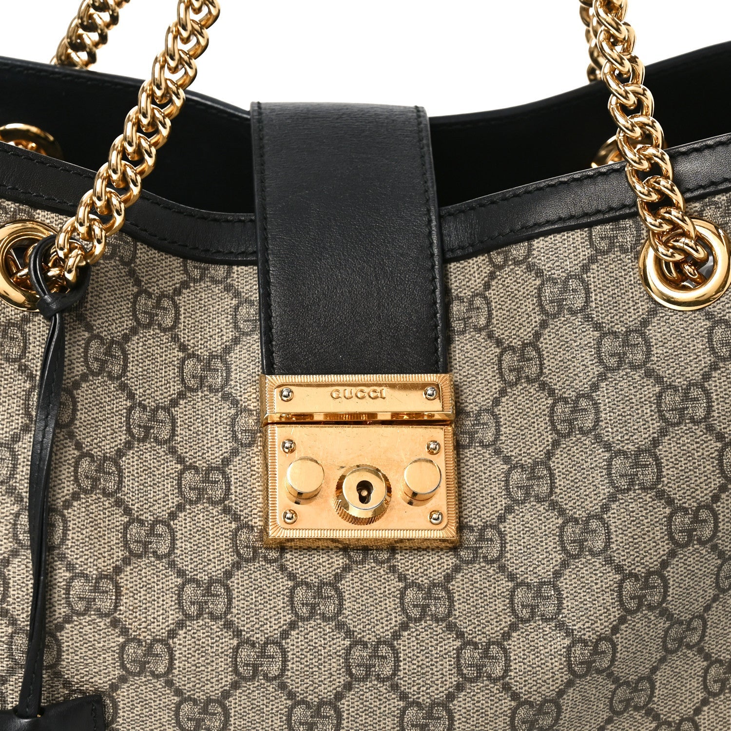 Gucci GG Supreme Monogram Medium Padlock Tote Black