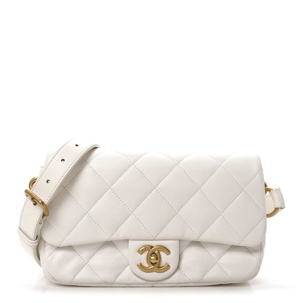 Chanel Lambskin Quilted Flap White