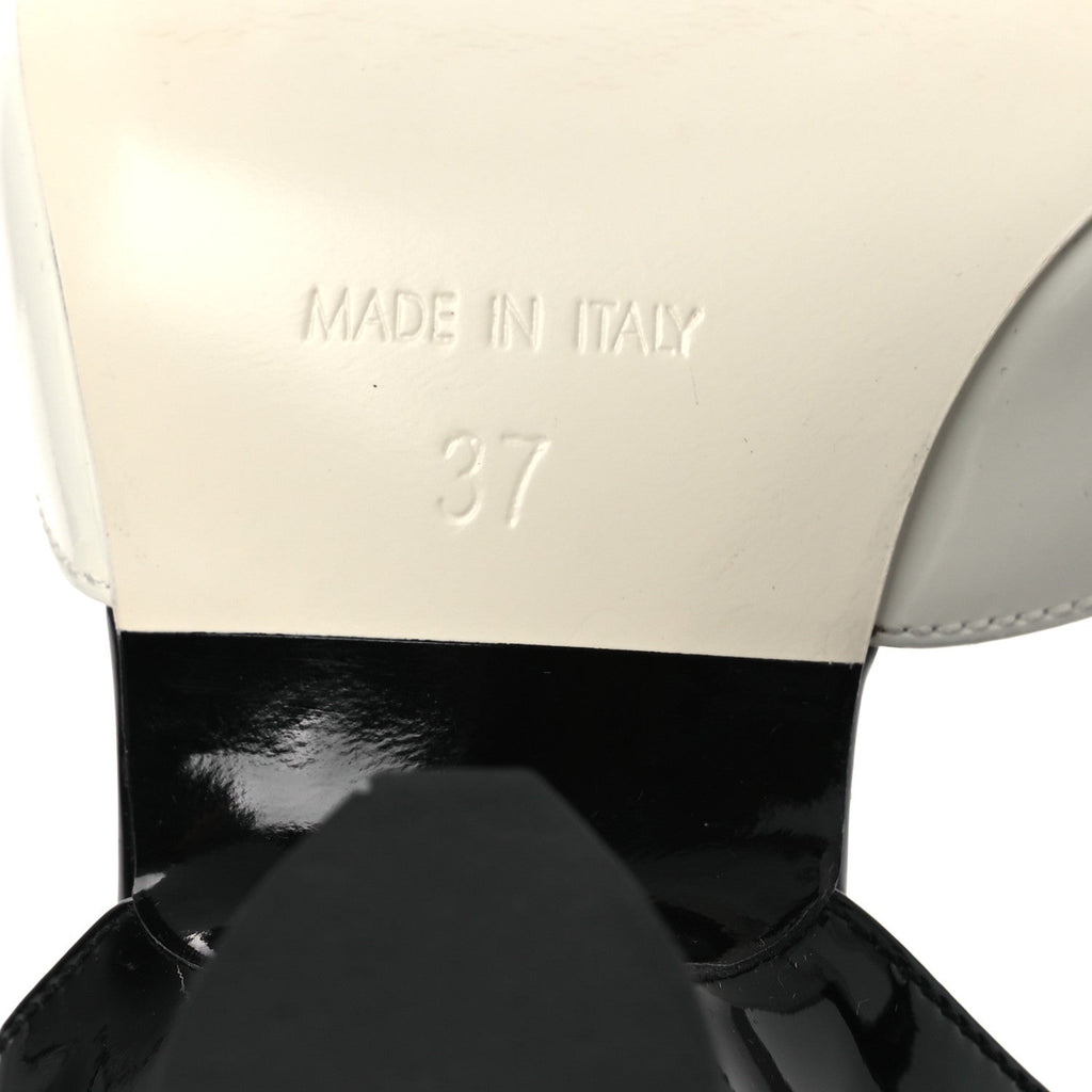 Patent Calfskin CC Pumps 37 White Black