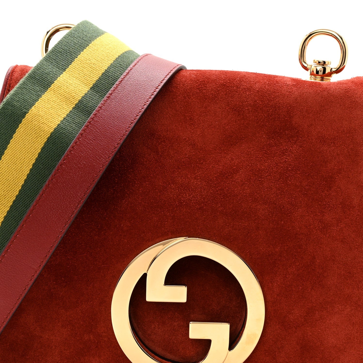 Gucci Suede Talco Roxy Calfskin Web Medium Blondie Shoulder Flap Bag Blondie Red