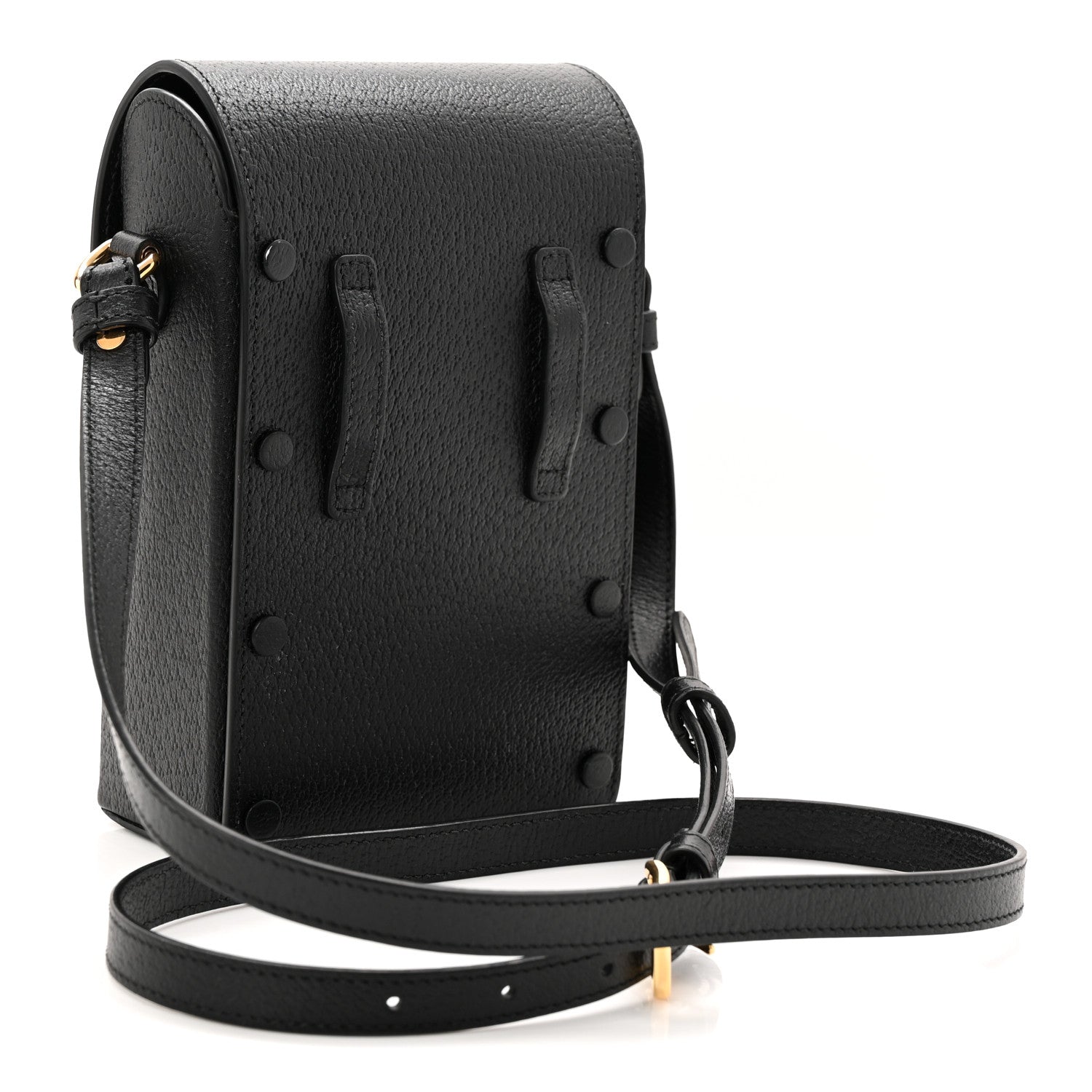 Gucci Dollar Calfskin Vertical Horsebit 1955 Crossbody Bag Black