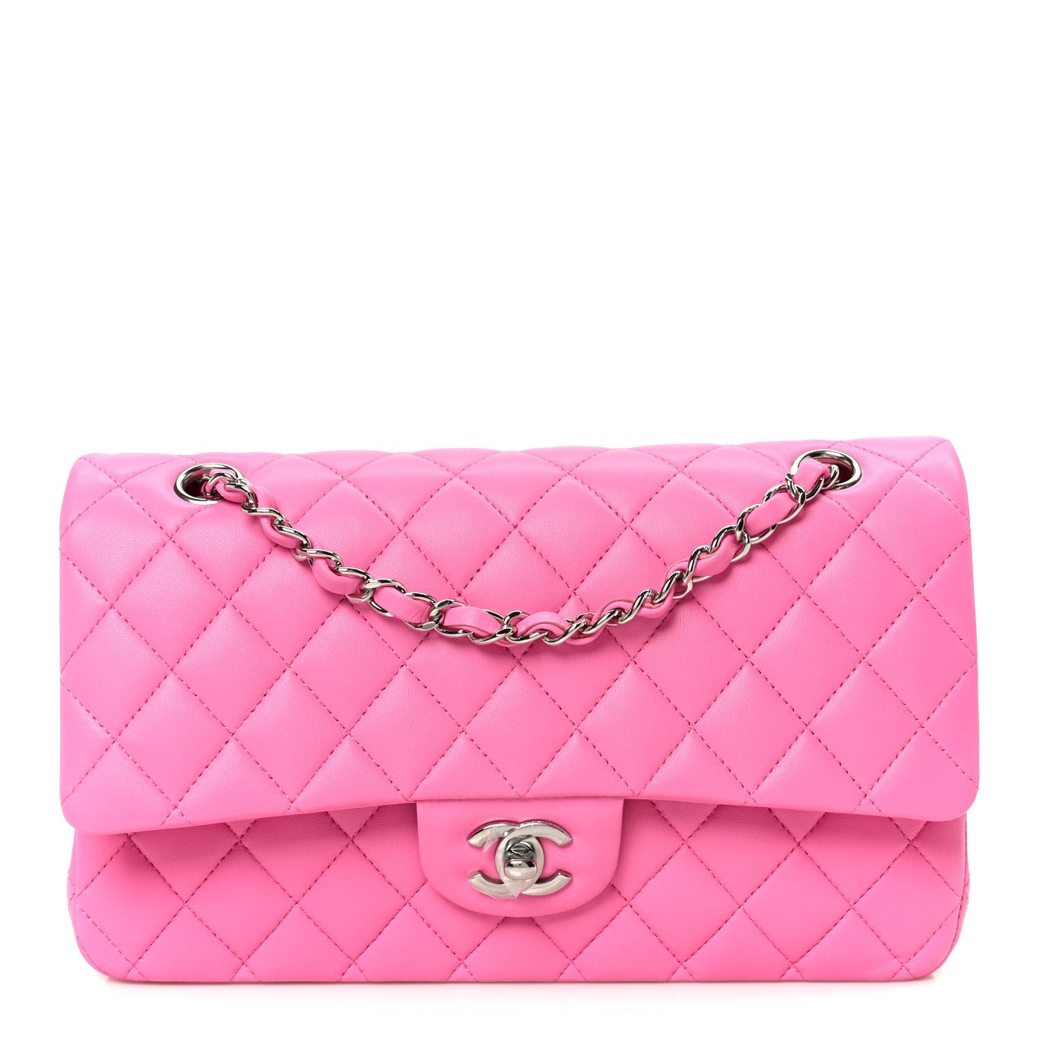 Chanel Lambskin Quilted Medium Double Flap Pink