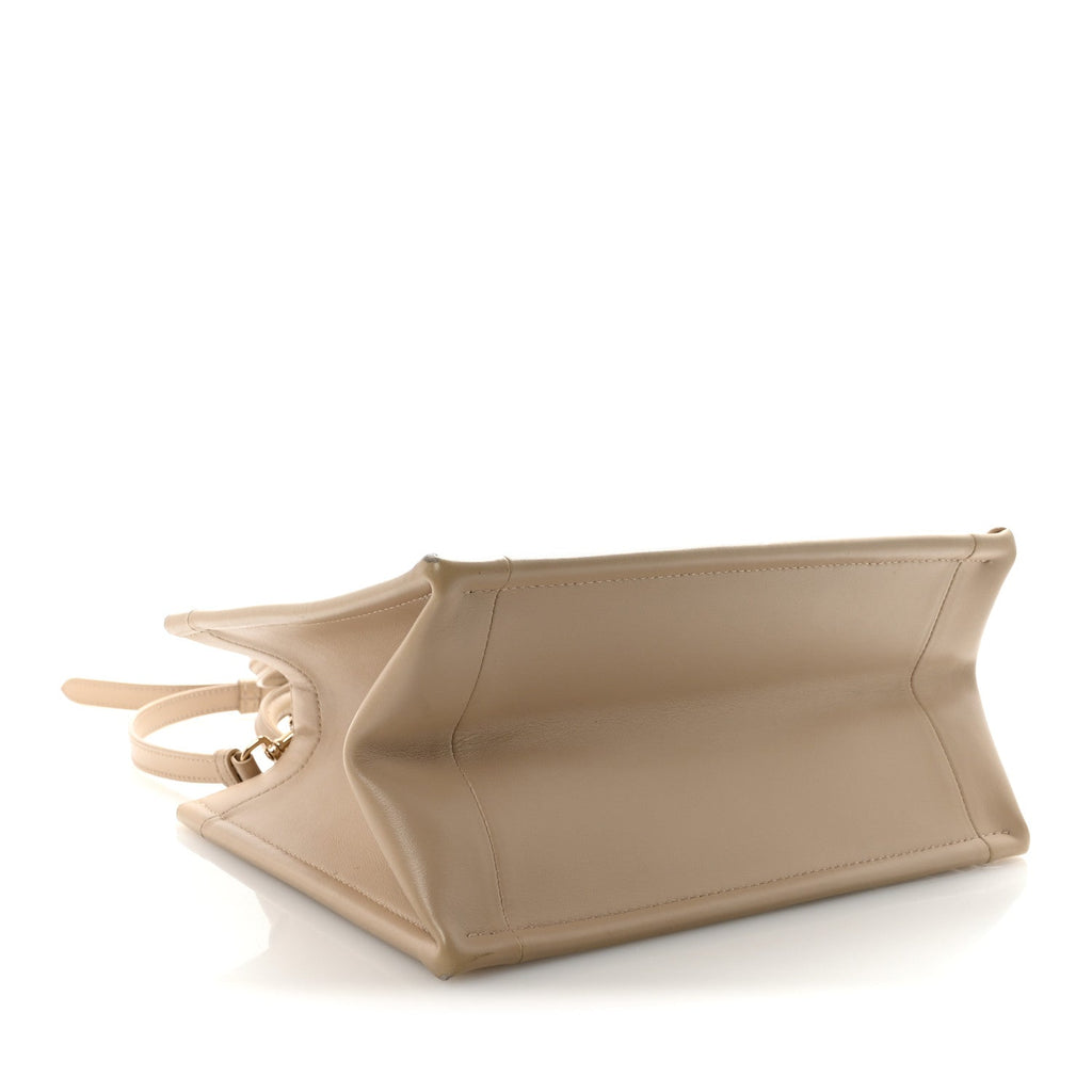 Christian Dior Calfskin Macro Cannage Small Book Tote Taupe