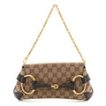 Gucci Monogram Horsebit Clutch Dark Brown