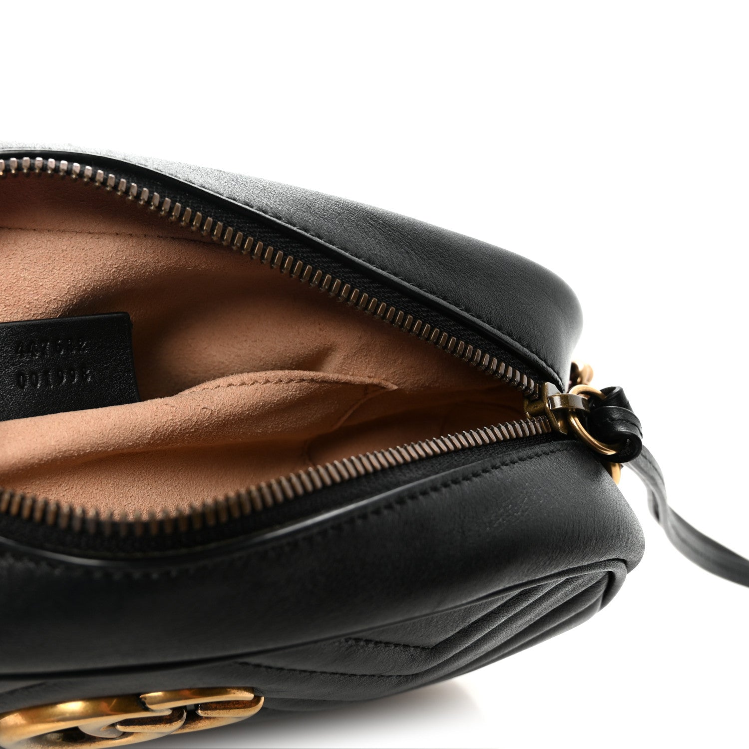 Gucci Calfskin Matelasse Small GG Marmont Chain Shoulder Bag Black