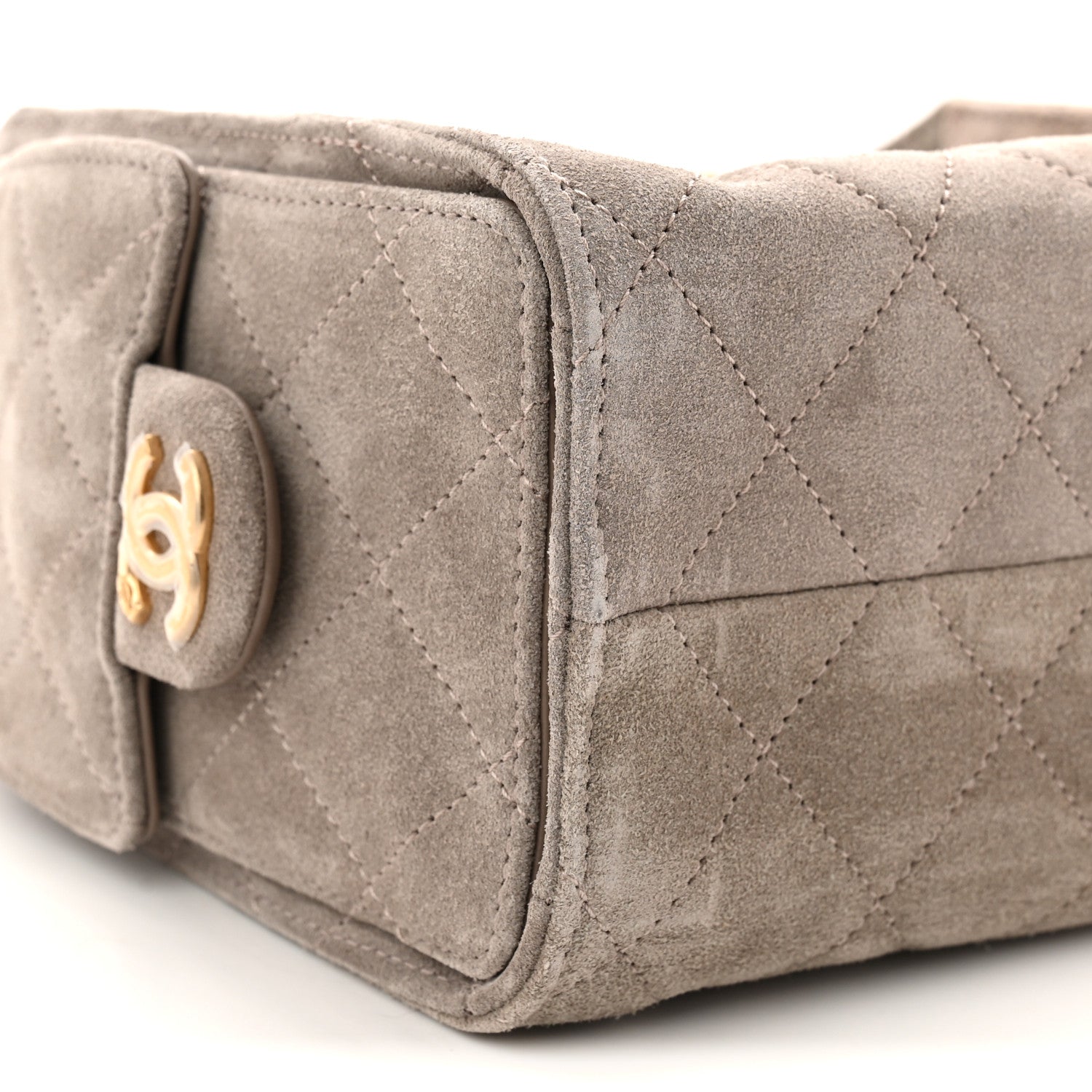 Chanel Suede Quilted Mini Chanel 25 Handbag Dark Grey