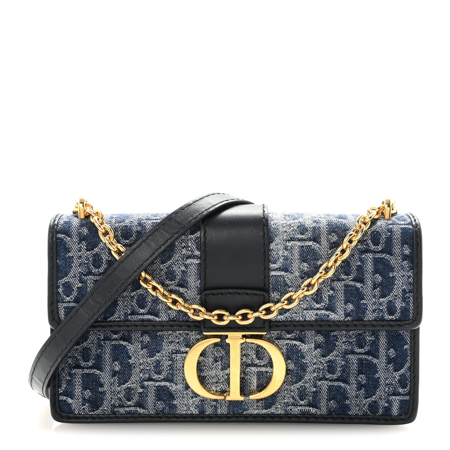 Christian Dior Denim Oblique 30 Montaigne East West Chain Flap Bag