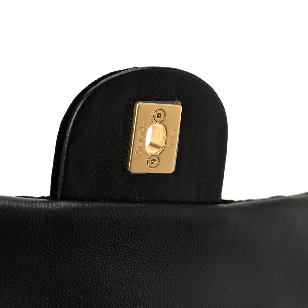 Chanel Velvet Quilted Mini Top Handle Flap Black